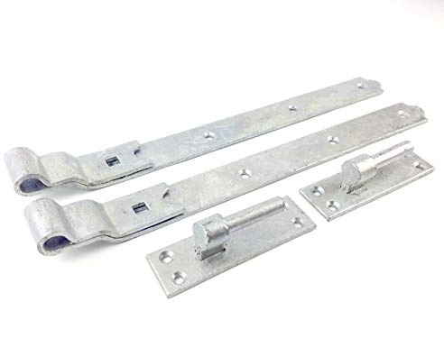 Wyre Direct Cranked Gate Hinges - Heavy Duty for Wooden and Stable Doors - Galvanised Hook & Band Design for Secure Fittings - 400mm (16) 1 Pair