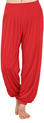 AvaCostume Women's Modal Yoga Pants Loose Harem Pants Soft Pilates Dance Joggers Lightweight Lounge Pajama Bottoms, M, Red