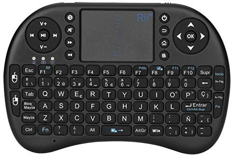 Rii Mini i8 - Teclado ergonómico con touchpad (RF 2.4 GHz, USB), color negro