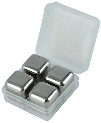 Reusable Ice Cubes Stainless Steel Chilling Stones for Whiskey Wine Beverage, Set of 4