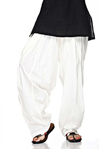 Plain Patiala Salwar Pants-100% Cotton-in Many Colours- Kameez Kurti Tunic Yoga White