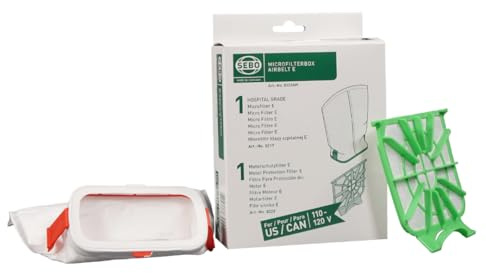Sebo 8322ER Micro Filter Box E for All Airbelt E Models Including 1 Hospital Grade Filter E and 1 Motor Protection Filter E, S Class Filtration