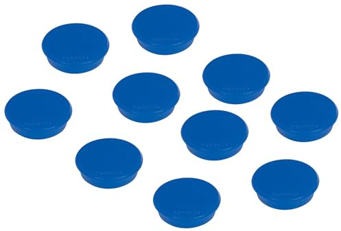 FRANKEN Magnete Stark Rund, 10 Stück, Hochwertige Haftmagnete für Büro, Haushalt, Werkstatt mit hoher Haftkraft, ideal für Whiteboards, Kühlschrank, Plantafeln oder Schaukästen, 38 mm, Blau, HMS36 03