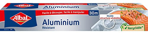 Albal - Film Aluminium 30m - Résistant - Double structure alvéolée - Four et barbecue