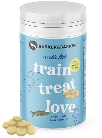 Barker and Barker Grain Free Dog Training Treats ❘ 370 Tasty & Healthy Small Arctic Fish Treat Pack | Low Calorie, High in Protein | No Artificials - 100% Human-Grade for Puppies & Small Breed Dogs