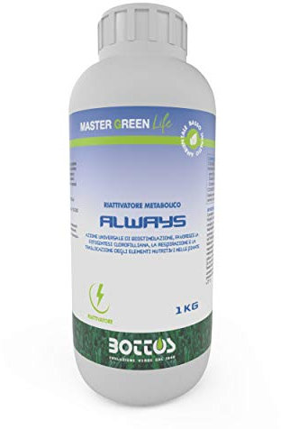 Bottos Always, Riattivatore Metabolico per la base nutritiva completa del tappeto erboso, Concime Fertilizzante organico per Prato, Biostimolante Naturale Ammendante Antistress, 1kg