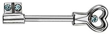 Paula & Fritz® Brustwarzen-Piercing Brustpiercing Frau Maenner Intimpiercing Mann Nippelpiercing Schlüssel Herz Zirkonia Edelstahl Chirurgenstahl 316L