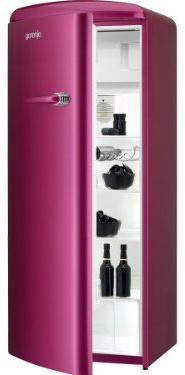 Gorenje Frigorifero A++, altezza 154 cm, 196 kWh/anno, 255 l, congelatore da 26 l, sistema di raffreddamento dell'aria con funzione QuickCooling, 4 ripiani in vetro, colore lampone metallizzato