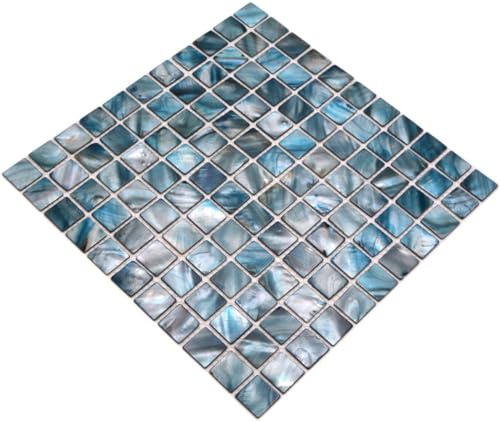 Mosaik Fliese Muschel blaugrau für WAND BAD WC DUSCHE KÜCHE FLIESENSPIEGEL THEKENVERKLEIDUNG BADEWANNENVERKLEIDUNG Mosaikmatte Mosaikplatte