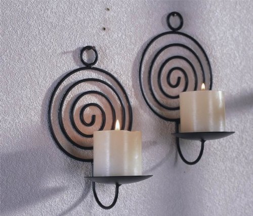 Kerzenhalter f??r Wandmontage aus Metall, 2-er Set, Spirale