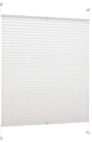 DécoProfi Plissee ohne Bohren Weiß 115cm x 130cm (max. Gesamthöhe Fensterflügel) I Verspannte Plissees nach Maß mit Klemmträger/Klemmfix I Blickdichte Innenrahmen-Plissees zum Klemmen