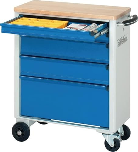 Werkzeugwagen mit Buche-Massiv-Arbeitsplatte 25 mm, 5 Schubladen 2 x 65,2 x 130,1 x 260 mm, BxTxH