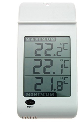 Brannan Digital Max Min Greenhouse Thermometer - Monitor Maximum and Minimum Temperatures For Use In The Garden or Home Indoor Outdoor Greenhouse Accessories Easily Wall Mounted (White)