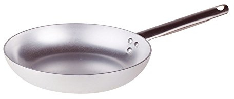Pentole Agnelli Professionelle Pfanne Aluminium 3 mm niedrig spezielle Form zum Wenden durch Hochwerfen mit Rohrstiel 40 cm Silber/schwarz