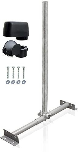Premium X Dachsparrenmasthalter 100 cm Mast 48 mm feuerverzinkt SAT Sparrenhalterung für Satellitenschüssel verstellbar, Mastkappe mit Kabeldurchführung