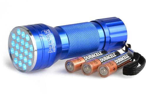 PeeDar 2.0 21 LED UV Haustier-Urin Detektor Schwarzlicht Taschenlampe + Katzen & Hunde Verhaltensbuch + 3 AAA Batterien. Extrem helle 380-385NM LEDs finden unsichtbare Flecken sofort! Auch geeignet für Nagetier-Urin und Leckstellen Erkennung, Hotel Inspektion, UV Party.