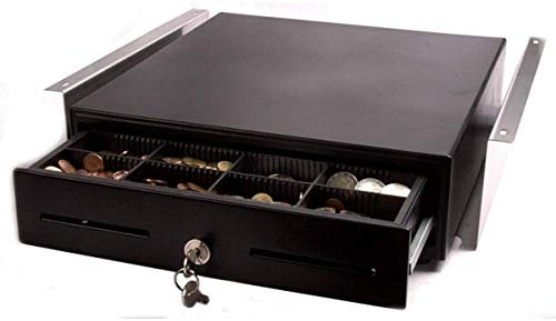 MINI Kassenlade iQPOS330UNT mit Halterung für Untertischmontage 330x345x100mm RJ12/RJ11, Kassenschublade Geldlade Geldkassette Schwarz