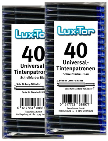 80 Universalpatronen Tintenpatronen lang königsblau - blau, im Beutel für Lamy Herlitz Pelikan Online. - Tintenpatrone - Füller - Füllhalter -