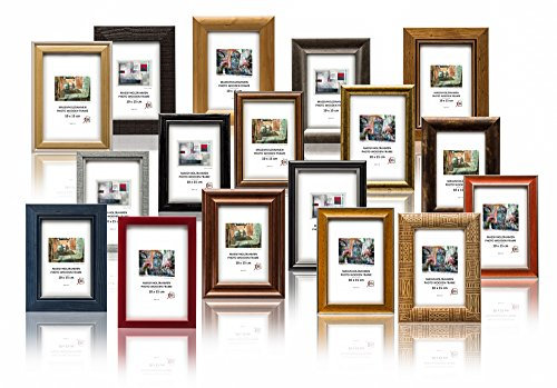 3-B Bilderrahmen GESCHENKBOX Holzrahmen 10-Pack - 15x20 cm Zufällig gemischtes Set - Farb- und Stile-Mix, mit Acrylglas. Restposten zum Knallerpreis.