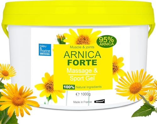 Arnika-Gelee, Arnica Gel-Konzentrat, 100% Massagegel, Verletzungen Muskeln, Gelenke, Arnika Schmerzsalbe, Stark Muskelverspannung, Gelenkschmerzen, Hautpflegend, Blutergüsse 1000 ml