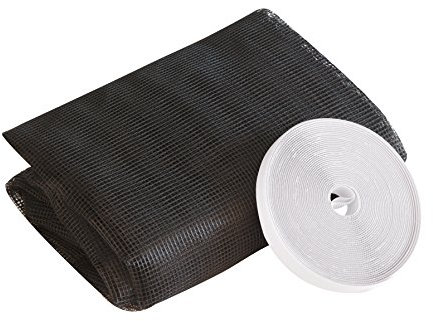 Windhager Insektenschutz Fliegengitter Insektenschutzgewebe, individuell kürzbares Polyestergewebe, feinmaschig, UV-beständig, inkl. Montage-Klettband, Anthrazit, 150 x 180 cm