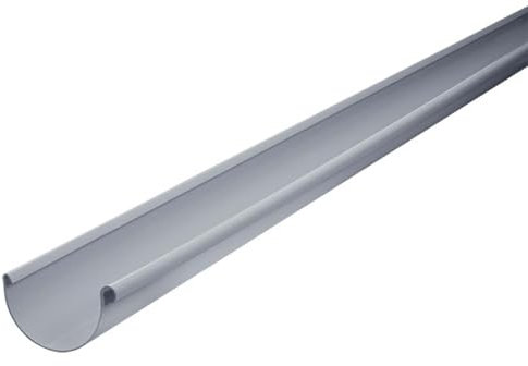 INEFA Grondaia in PVC semicircolare 200cm 125mm, grigio canali di gronda, in pvc per tettoia, montaggio facile a innesto, Made in Germany