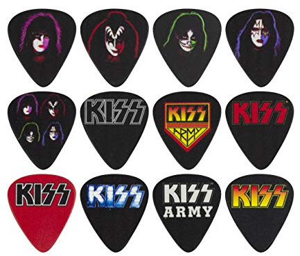 Perri's Leathers Ltd. - Guitar Picks - Celluloid - KISS - Official Licensed Product - Assorted Designs - Medium 0.71mm - 12 Pack - For Acoustic/Bass/Electric Guitars - Made in Canada (LP12-KISS1)