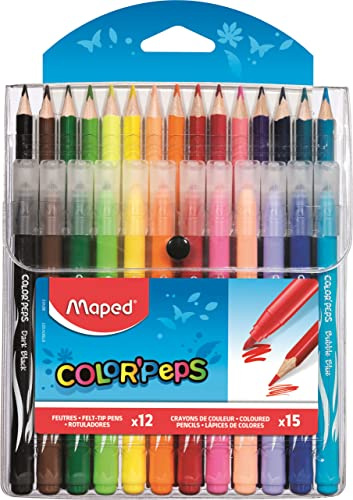 Maped M897412 - Kombipack Color Peps Jungle, 12 Filzstifte, 15 Buntstifte