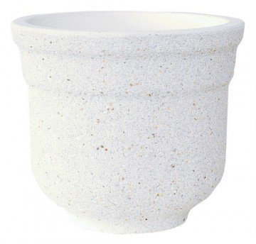 Maceta Redonda Acabado Piedra Lavada Mármol en hormigón para Exterior Mirto 38X33cm. 26kg | 12L. Color Blanco
