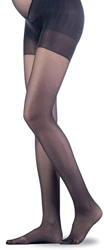 MARILYN transparente Umstandsstrumpfhose mit besonderen Zwickel um Bauchbereich, 40 Denier, Größe 40 (L), Farbe Schwarz (nero)
