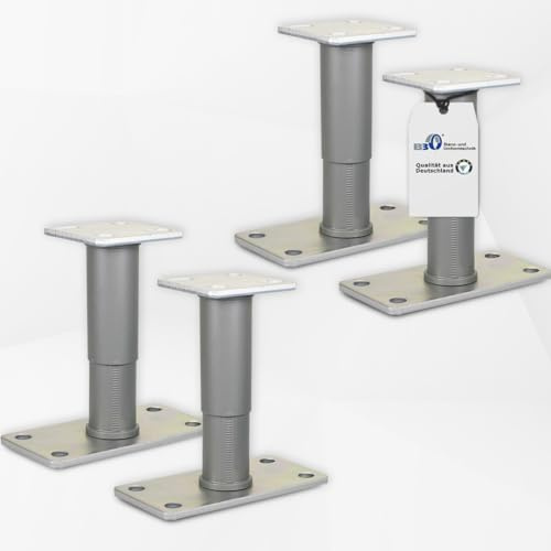 BB STANZ Pfostenträger Bodenplatte 160 x 80 x 6 mm (4 Stück) Stützfuß Bodenfuß Betonfuß höhenverstellbar verstellbar mit Platte Trägerplatte 80 x 80 x 6 mm