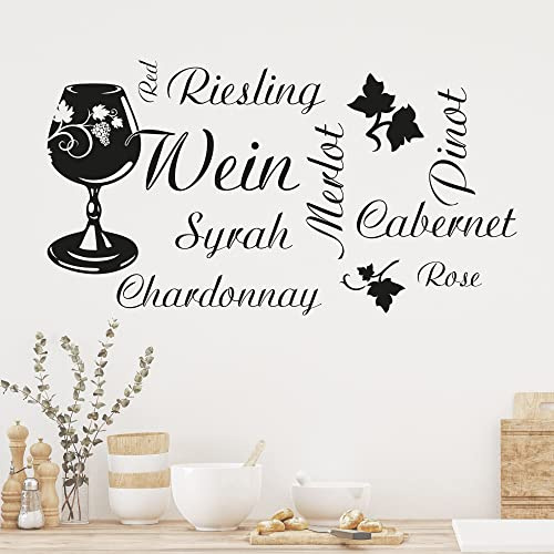 GRAZDesign Wandtattoo Küche Wein mit Weinglas | Küchenaufkleber selbstklebend - 105x57cm / 030 dunkelrot
