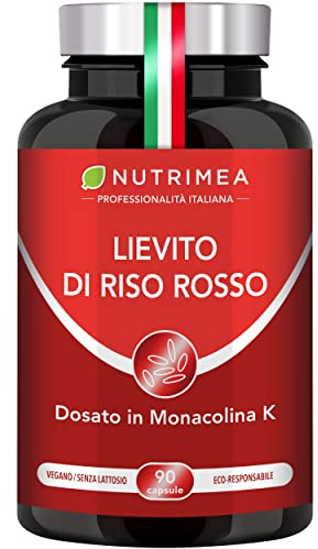 Lievito di Riso Rosso Fermentato | 3 Mesi di Scorta | 90 Capsule | Nutrimea | Arricchito con Coenzima Q10 di Alta Qualità | Con 2,8 mg di Monacolina K | Formula Completa | Vegano | Dosaggio Ottimale