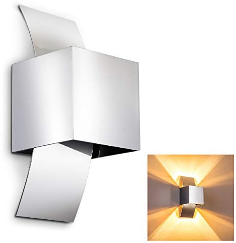 vägglampa Cape Town, vägglampa av aluminium i krom, väggspot 1-lampa, 1 x G9, väggspot med ljuseffekt, utan glödlampor