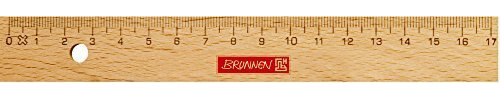 Brunnen 104974017 Lineal / Holzlineal (für Schule und Büro 17 cm, Buchenholz mit Metalleinlage)
