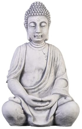 gartendekoparadies.de Figure de Pierre Massive Bouddha en Pierre reconstituée, résistant au Gel (Gris)