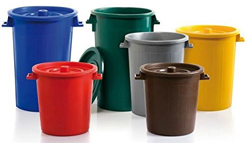 Bidone immondizia argento per raccolta alluminio capacita'100 litri con coperchio lps