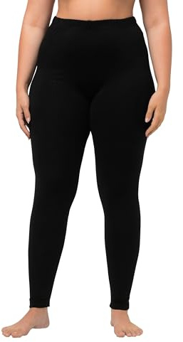 Ulla Popken Leggings Di Cotone Con Cintura Completamente Elastica Leggings Donna, Nero, 52 / 54