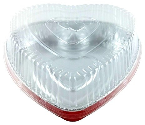 Handi-Foil Red Aluminum Heart Shaped Valentine Foil Cake Pan w/Clear Dome Lid (pack of 10)