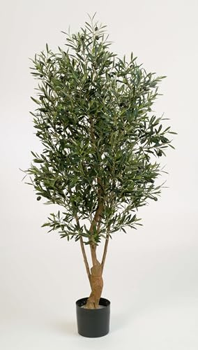 artplants.de Olivo Artificial, en Maceta, 3340 Hojas, 100 Frutos, 150cm - Árbol Decorativo - Olivera sintética
