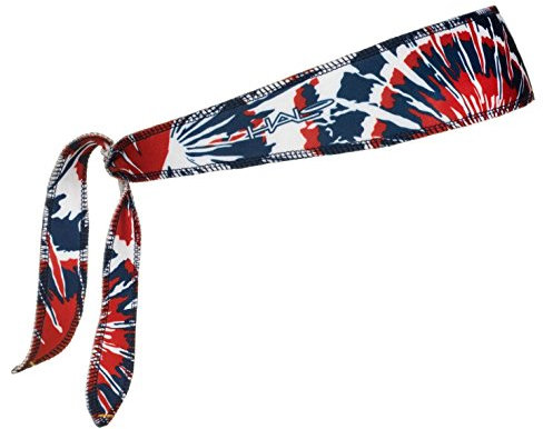 Halo Headband Halo I Schweißband zum Binden für Damen und Herren, kein Verrutschen mit feuchtigkeitsableitendem Dryline-Gewebe, Rot, Weiß und Blau, Batikfärbung, Einheitsgröße