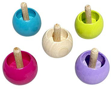 GICO Umkehrkreisel Holz Stehauf-Kreisel - Stehaufkreisel Set mit 4 pastellfarbenen, 1 Natur