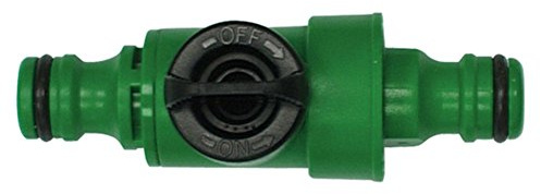 Quick release garden hose pipe in line shut off valve.