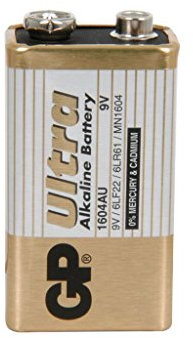Alkaline batteries, PP3, 9V, packed 1/blister