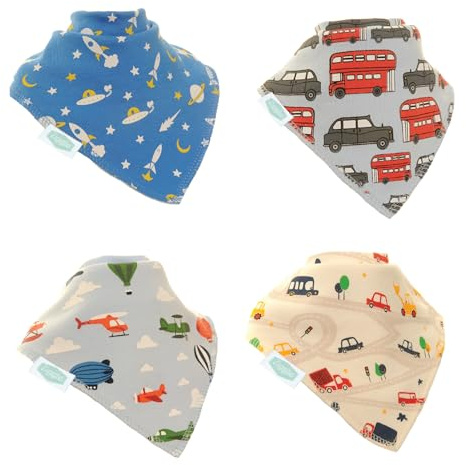 Ziggle Bandana Dribble Bibs, Super Absorbent For Teething Babies, Fits Newborn To Toddler, Award Winning, 4 Pack Zoom