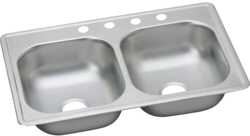 Elkay D233194 Dayton Equal Double Bowl Drop-in Stainless Steel Sink 33 x 19 x 6.5