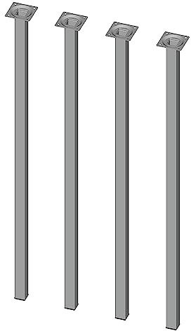 Element System Möbelfuß eckig – Vierkant-Metallfuß, ideal als Tischbein für die Gestaltung individueller Möbelstücke – 25 x 25 mm, Länge 800 mm, Weißalu
