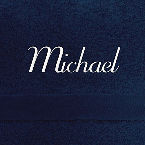 digital print Saunahandtuch mit Namen Michael Bestickt, 100x180 cm, dunkelblau, extra Flauschige 550 g/qm Baumwolle (100%), Badetuch mit Namen besticken, Saunatuch mit Bestickung