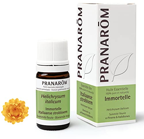 Pranarôm Aceite Esencial Siempreviva Amarilla Quimiotipado 5 ml | Helichrysum italicum · Sumidad florida · Aceite raro y preciado para cuidados de belleza · 100% puro y natural
