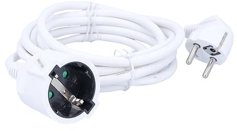 as - Schwabe alargador de Cables 3 m H05VV-F 3G1,5 - Cable de extensión 230 V / 16 A / 3.500 W - Enchufe y Enchufe Hembra con Toma de Tierra - protección contra cuerpos extraños IP20 - Blanco, 50311